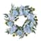 Glitzhome® 24" Blue Peony & Hydrangea Floral Wreath with Black Metal Hanger